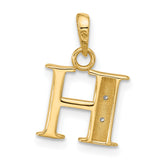 14k Multi-Tone Gold H Letter Pendant with Diamond Accents, Block Initial Charm