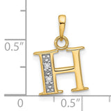 14k Multi-Tone Gold H Letter Pendant with Diamond Accents, Block Initial Charm