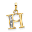 14k Multi-Tone Gold H Letter Pendant with Diamond Accents, Block Initial Charm