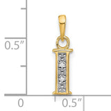 14k Multi-Tone Gold Initial I Pendant with Diamond Cut Detailing, Alphabet Charm for Women