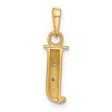 14k Multi-Tone Gold Initial Pendant J with Diamond Cut Accents, Personalized Letter Charm