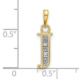 14k Multi-Tone Gold Initial Pendant J with Diamond Cut Accents, Personalized Letter Charm