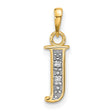 14k Multi-Tone Gold Initial Pendant J with Diamond Cut Accents, Personalized Letter Charm