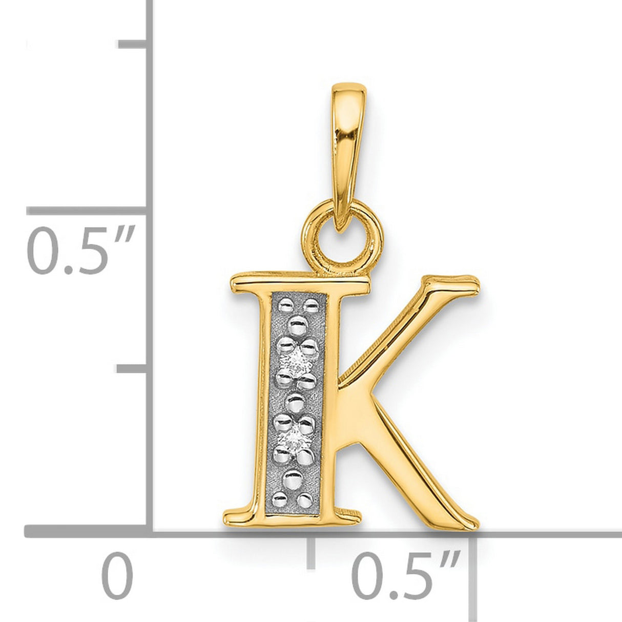 14k Multi-Tone Gold Pendant with Diamond Accent, Letter K Monogram Charm for Women