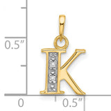 14k Multi-Tone Gold Pendant with Diamond Accent, Letter K Monogram Charm for Women