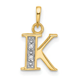 14k Multi-Tone Gold Pendant with Diamond Accent, Letter K Monogram Charm for Women