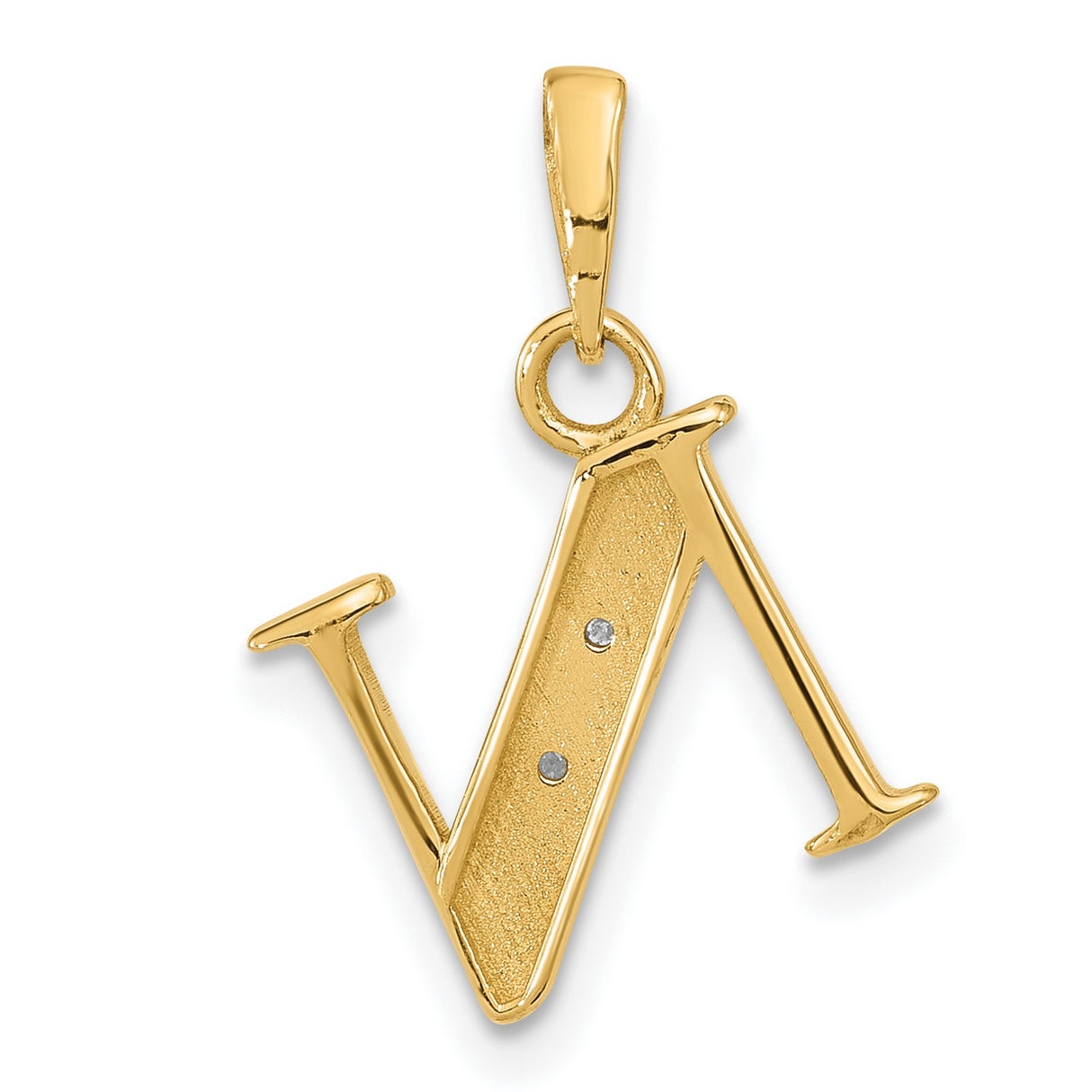 14k Multi-Tone Gold N Pendant with Diamond Accents, Script Letter Charm for Women