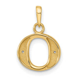 14k Multi-Tone Gold Initial O Pendant with Diamond Cut Detailing and Rhodium Accent