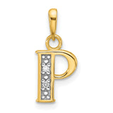 14k Multi-Tone Gold Letter P Pendant with Diamond Accents, Two-Tone Initial Charm for Women