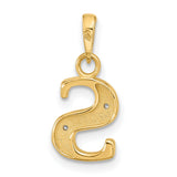 14k Multi-Tone Gold Script Letter S Pendant with Floral Accent, Diamond Textured Alphabet Charm