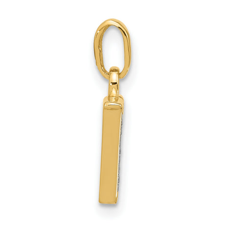 14k Multi-Tone Gold Letter V Pendant with Diamond Cut Accents