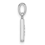 14k White Gold Letter A Pendant with Diamond Accent, Floral Design, Textured Monogram Charm
