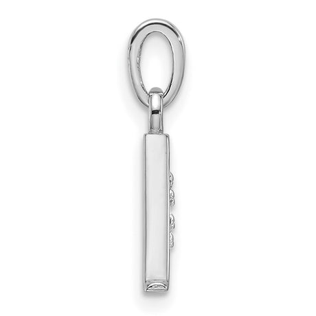 14k White Gold Letter A Pendant with Diamond Accent, Floral Design, Textured Monogram Charm