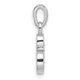 14k White Gold Initial B Pendant with Diamond Accents, Polished Letter Charm for Women
