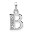 14k White Gold Initial B Pendant with Diamond Accents, Polished Letter Charm for Women