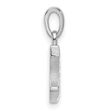 14k White Gold Initial C Pendant with Diamond Accent, Script Letter Charm