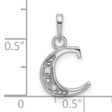 14k White Gold Initial C Pendant with Diamond Accent, Script Letter Charm