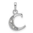 14k White Gold Initial C Pendant with Diamond Accent, Script Letter Charm