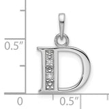 14k White Gold Diamond Accent Letter D Pendant Charm, Custom Initial Jewelry for Women