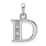 14k White Gold Diamond Accent Letter D Pendant Charm, Custom Initial Jewelry for Women