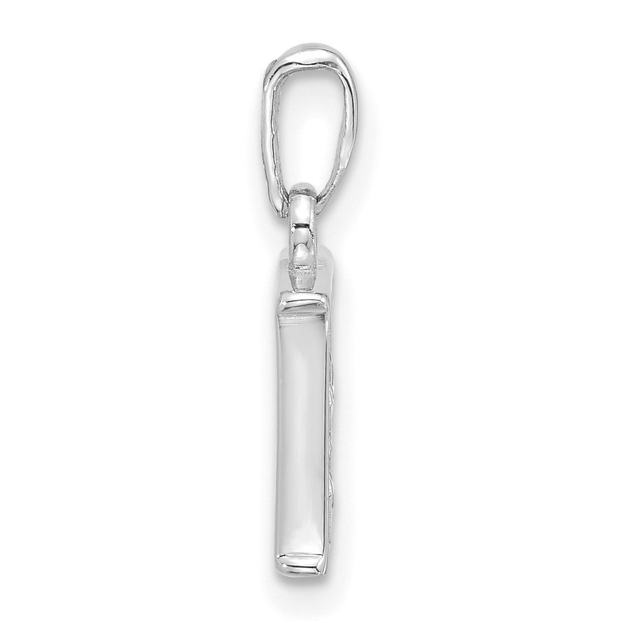 14k White Gold Initial Pendant with Diamond, Script Letter E Charm for Women