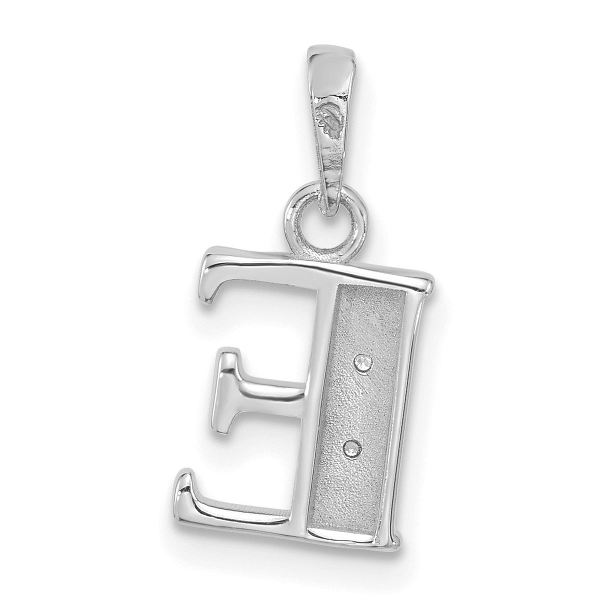 14k White Gold Initial Pendant with Diamond, Script Letter E Charm for Women