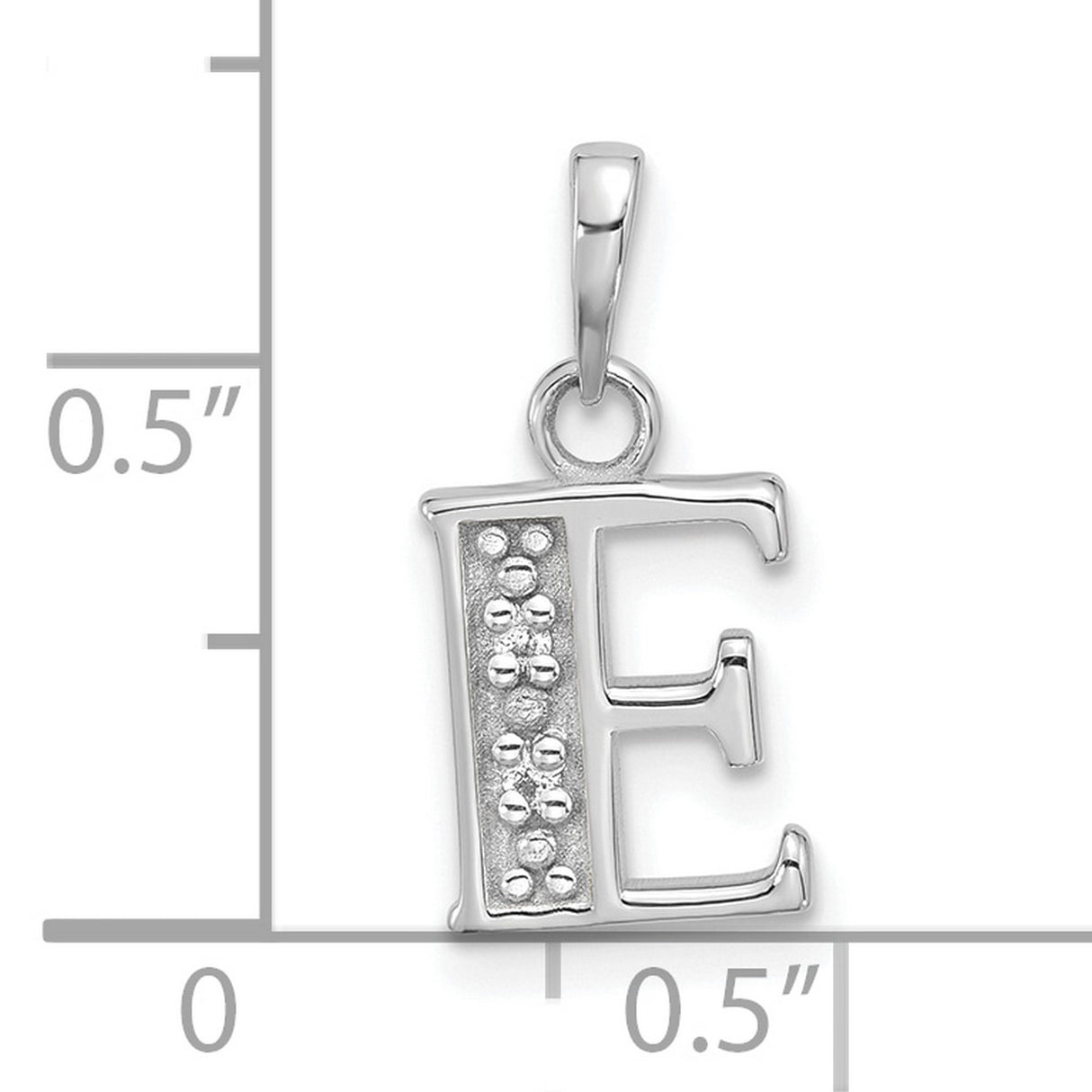 14k White Gold Initial Pendant with Diamond, Script Letter E Charm for Women