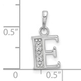 14k White Gold Initial Pendant with Diamond, Script Letter E Charm for Women