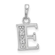 14k White Gold Initial Pendant with Diamond, Script Letter E Charm for Women