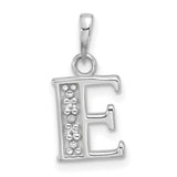 14k White Gold Initial Pendant with Diamond, Script Letter E Charm for Women