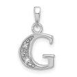 14k White Gold Letter G Pendant with Diamond, Textured Initial Charm for Women