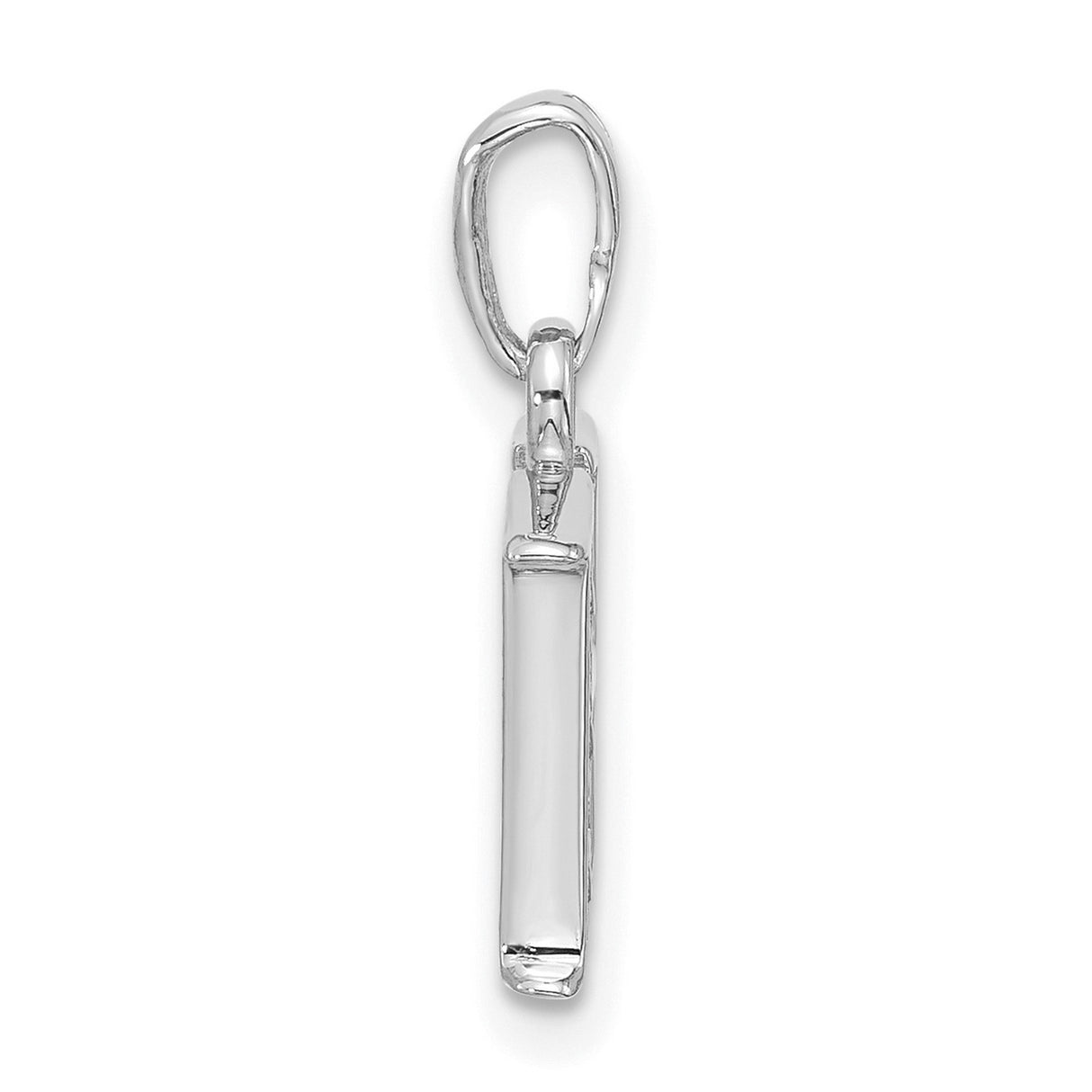 14k White Gold Letter H Pendant with Diamond Accents, Polished Finish, Initial Monogram Charm