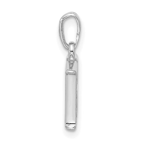 14k White Gold Letter H Pendant with Diamond Accents, Polished Finish, Initial Monogram Charm