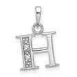 14k White Gold Letter H Pendant with Diamond Accents, Polished Finish, Initial Monogram Charm