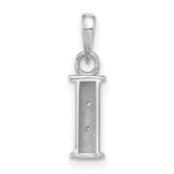 14k White Gold Diamond Letter I Pendant, Block Initial Charm for Women