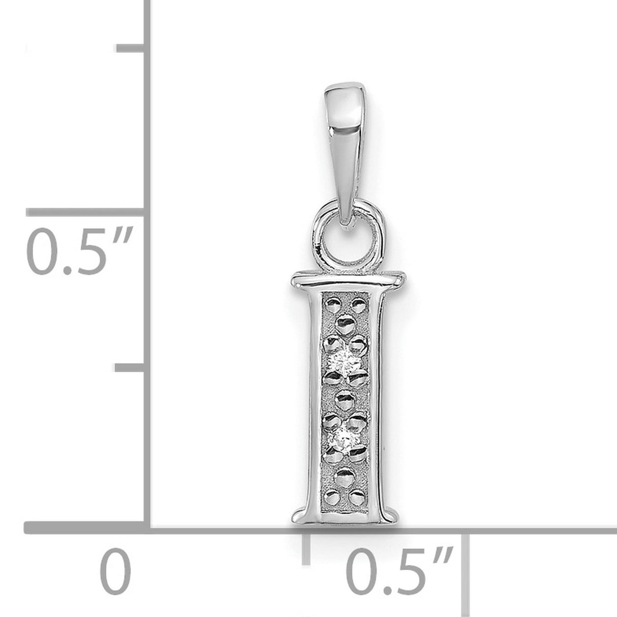 14k White Gold Diamond Letter I Pendant, Block Initial Charm for Women