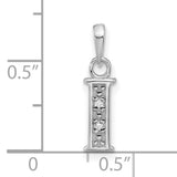 14k White Gold Diamond Letter I Pendant, Block Initial Charm for Women