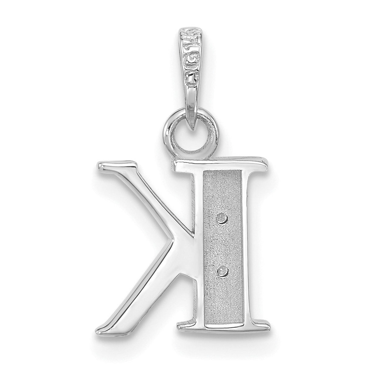 Diamond Letter K Initial Charm Pendant in Real 14k White Gold