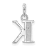 Diamond Letter K Initial Charm Pendant in Real 14k White Gold
