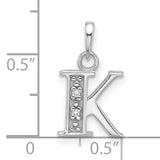 Diamond Letter K Initial Charm Pendant in Real 14k White Gold