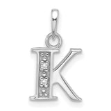 Diamond Letter K Initial Charm Pendant in Real 14k White Gold