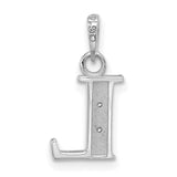 14k White Gold Letter L Pendant with Diamond Accent, Dainty Monogram Charm for Women