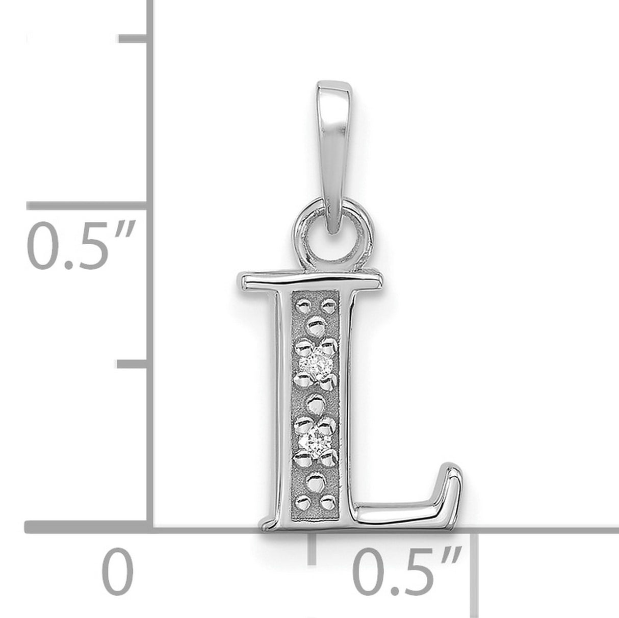 14k White Gold Letter L Pendant with Diamond Accent, Dainty Monogram Charm for Women