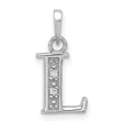 14k White Gold Letter L Pendant with Diamond Accent, Dainty Monogram Charm for Women