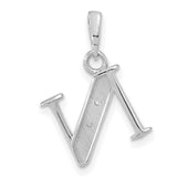 14k White Gold Initial N Pendant with Diamond Accent, Monogram Letter Charm for Women