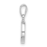 14k White Gold Horseshoe Pendant with Diamond Accents and Floral Details