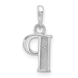 14k White Gold Letter P Pendant with Diamond Accents, Alphabet Charm for Women