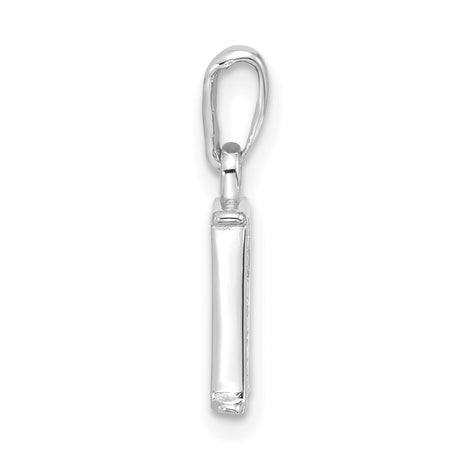 14k White Gold Letter R Pendant with Diamond, Dainty Monogram Charm for Women