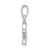 14k White Gold Letter S Pendant with Diamond Cut Detailing and Floral Accents