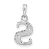 14k White Gold Letter S Pendant with Diamond Cut Detailing and Floral Accents